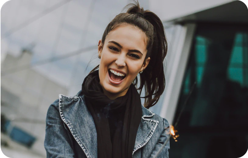 woman outside smiling