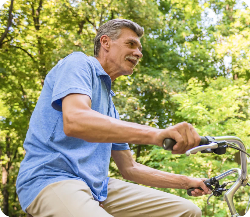 older man biking