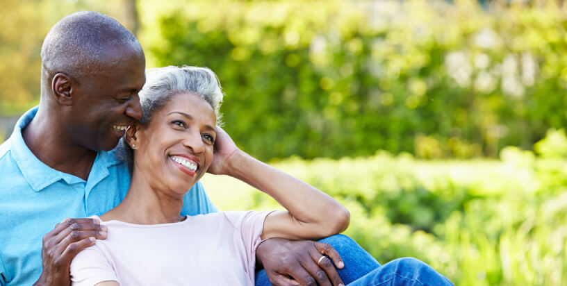 Couple smiling