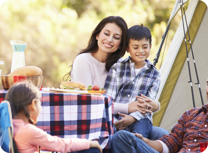 family at campsite